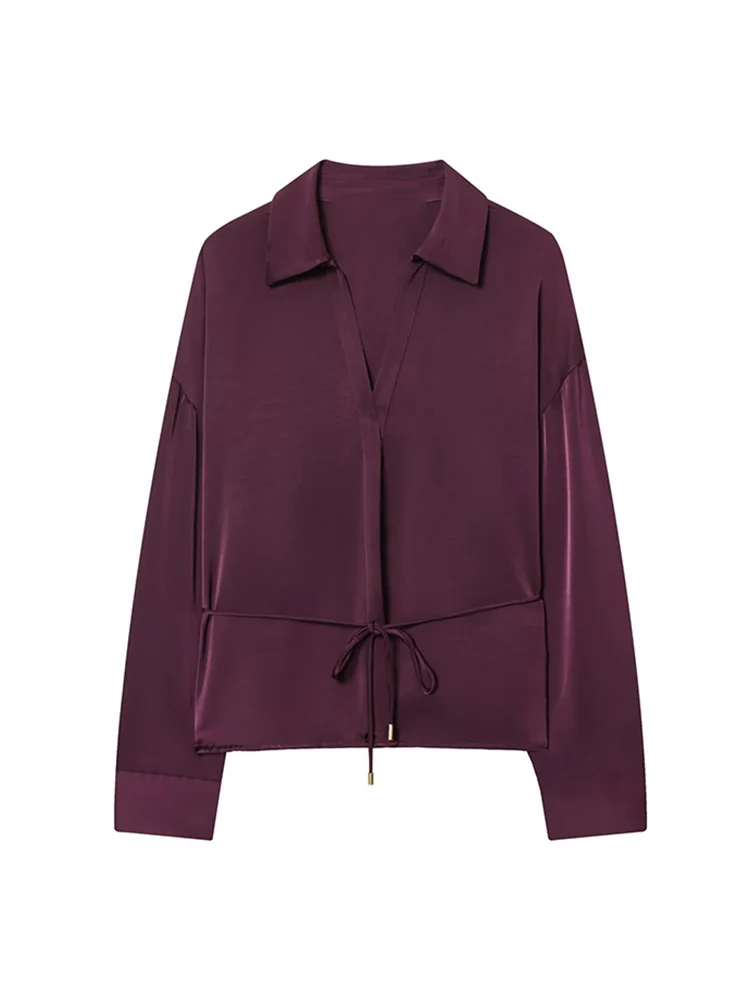 TFMLN – chemisier Chic avec ceinture pour femme, chemises à manches longues et boutons, haut élégant, couleur unie, tenues de transport OL, printemps-automne, 2026