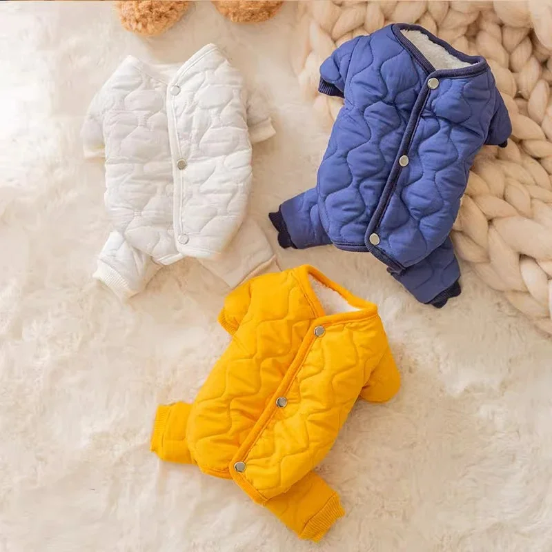 Japan and South Korea Simple Four Legged Cotton Coat Winter Thickened Down Jacket Warm Dog Clothes Teddy Jumpsuits Pet Clothes