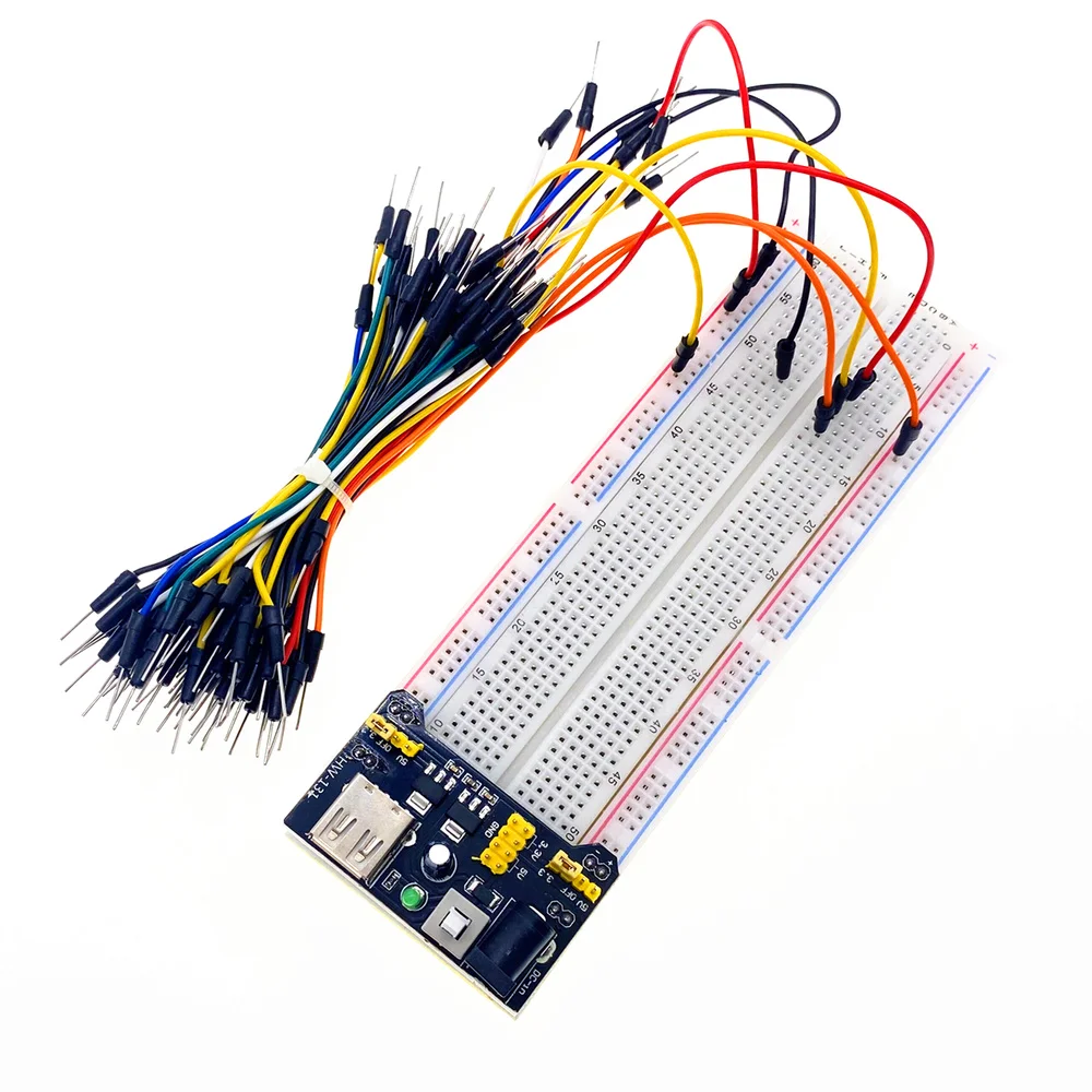 Original 3.3V/5V MB102 Breadboard power module+MB-102 830 points Solderless Prototype Bread board kit +65 Flexible jumper wires