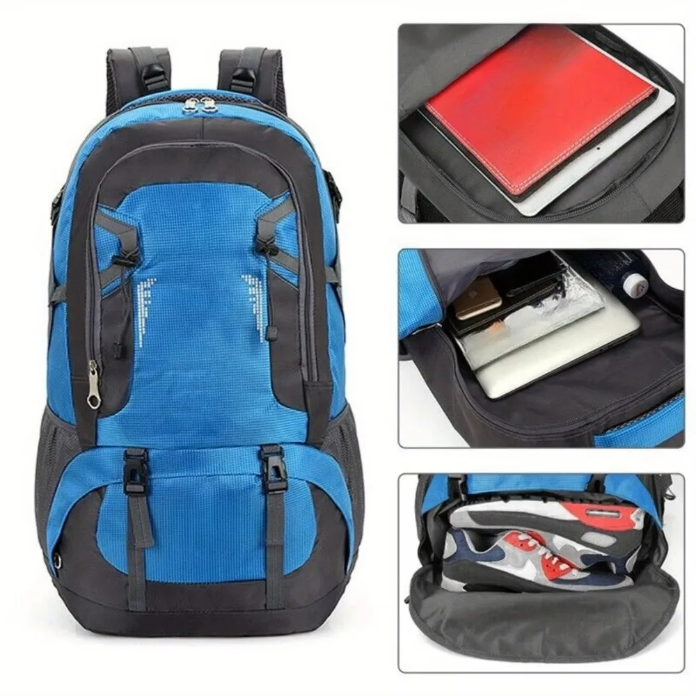 Mochila de senderismo para actividades al aire libre, con capacidad de 60 litros, correas ajustables para los hombros y cinturón para la cintura. Mochila versátil e informal, ideal para acampar, hacer montañismo, viajar y andar en bicicleta.