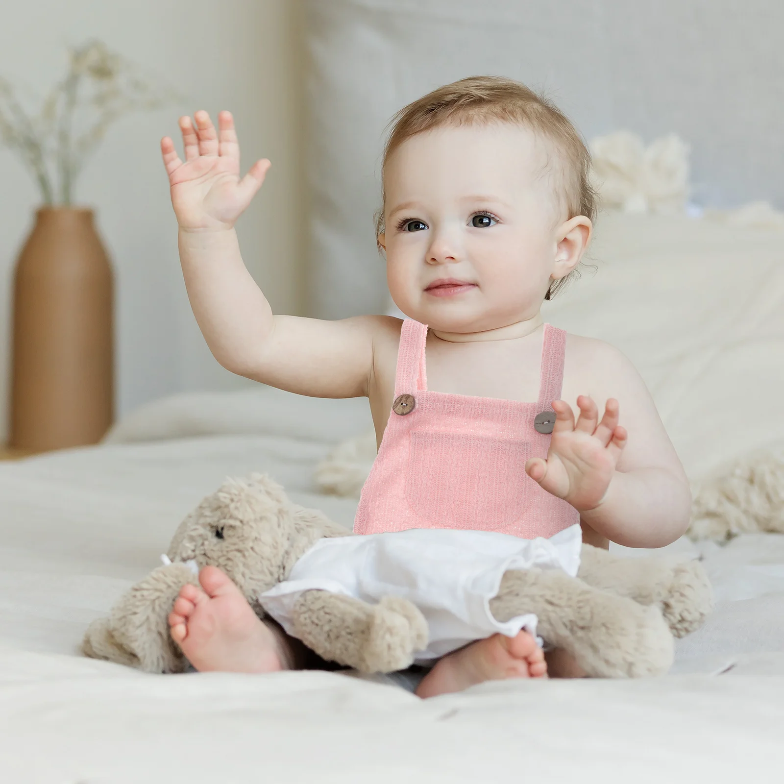 

Summer Baby Sleeveless Jumpsuits Newborn Button Suspender Outfits Comfortable Wearable Lovely Photo Prop Baby Girl Clothes