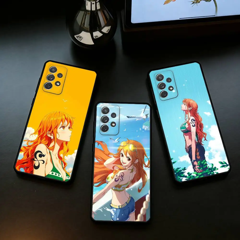 

Straw Hat Navigator Thief Girl Soft Silicone Black Cover Phone Case For Samsung Galaxy A73,A72,A71,A70,A53,A52,A51