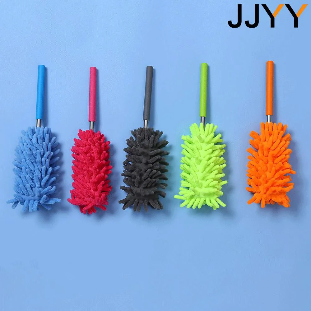 JJYY Stainless Steel Lengthened Feather Duster Chenille Duster Duster Multi-functional Telescopic Household Duster Duster 1PC