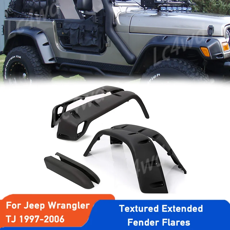 LC4WD 4x4 Mud Guard Fender Flares For Jeep Wrangler TJ 1997-2006 Wheel Arch Extensions Kits Mudguards Exterior Accessories