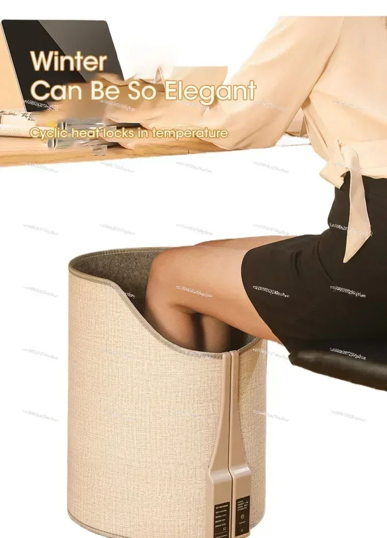 Electric Foot Warmer Under Desk Cylindrical Heating Pad Adjustable Thermostat Winter Cushion Folding Office Table Space Heater