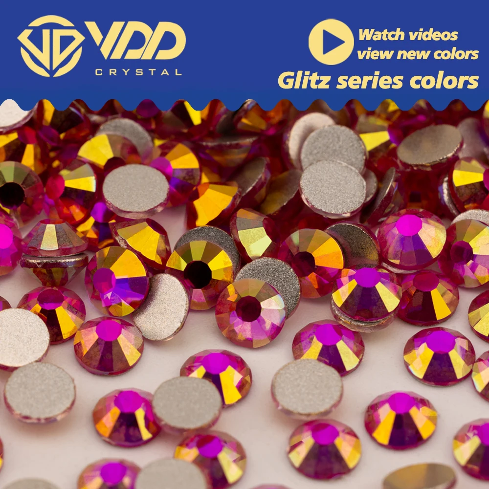 VDD 438 Glitz-Magenta SS4-SS30 High Quality Glass Rhinestones Crystal Flatback Strass Diamond Stone For DIY Nail Art Accessories