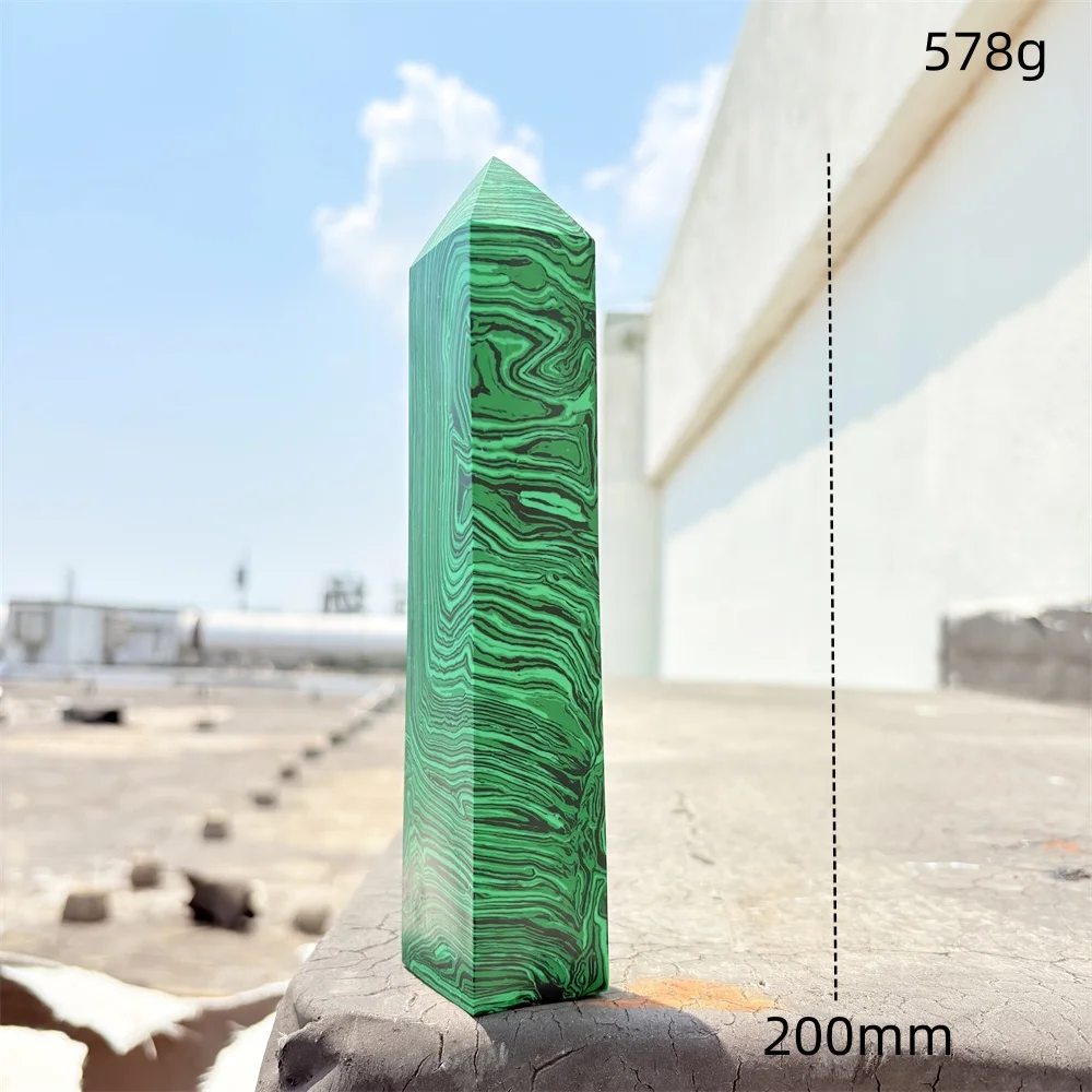 Natural Striped Beryl Tower-Shaped Crystal Stone Energy Healing Home Decorative Item