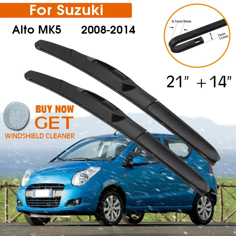 

Car Wiper Blade For Suzuki Alto MK5 2008-2014 Windshield Rubber Silicon Refill Front Window Wiper 21"+14" LHD RHD Accessories