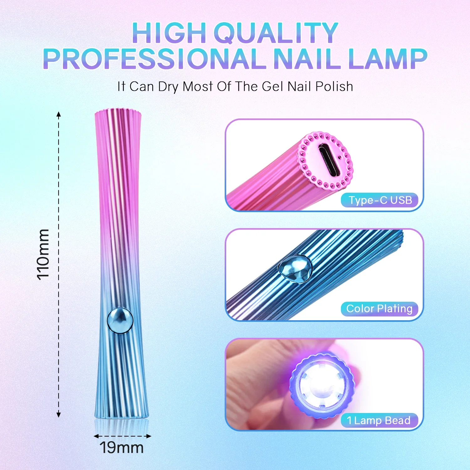 Rechargeable Mini Nail Dryer Lamp Quick Drying UV LED Nail Lamp For Curing All Gel Polish USB Portable Home Salon Tools