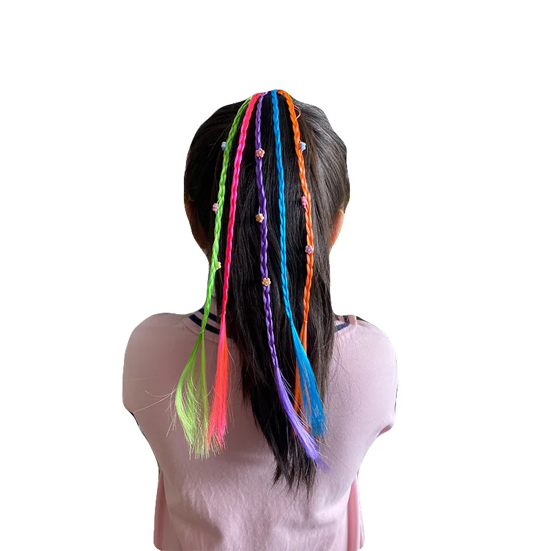 Nuove Ragazze Colorful Parrucche Coda di Cavallo Fasce Fasce di Bellezza Fasce Per Capelli di Gomma Copricapi Scherza Gli Accessori Dei Capelli