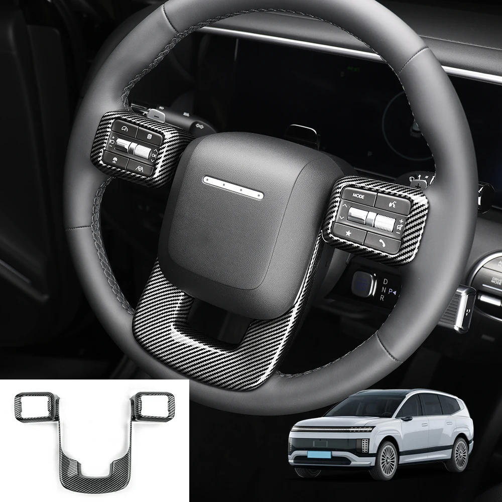 

Carbon Fiber Steering Wheel Car Switch Button Trim Panel Frame Cover For Hyundai IONIQ 9 Accessories
