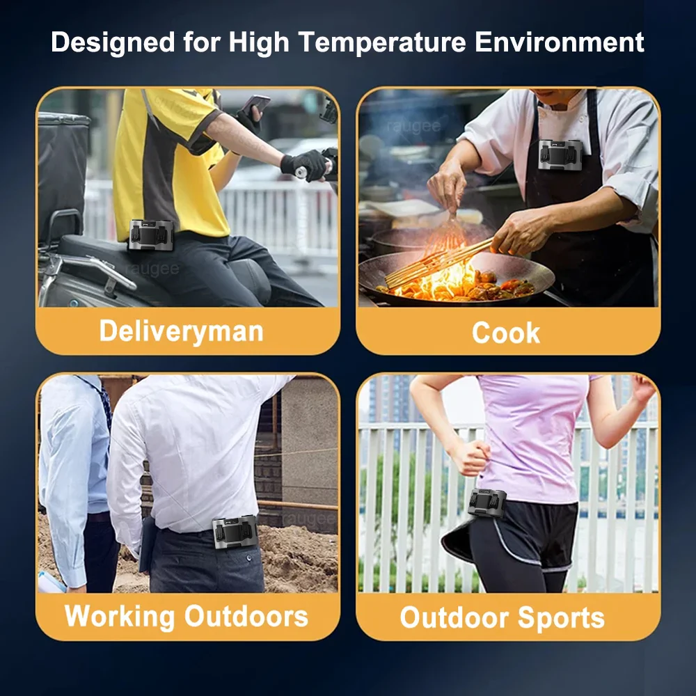 Portable Waist Fan 20000Mah Outdoor Neck Hanging Fan Quite Camping Clip Fan With Double Wind Outlet Mini Wearable Waist  Fan