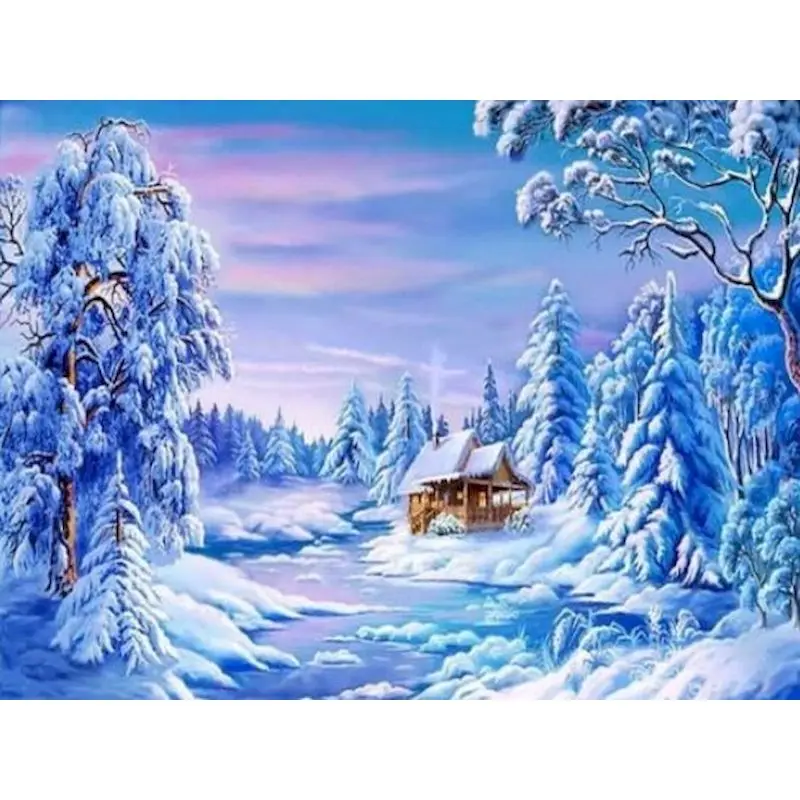 

GATYZTORY Diamond Painting Full Square Landscape Diamond Mosaic Winter Snow Scene Cross Stitch Rhinestones Art Handmade Gift