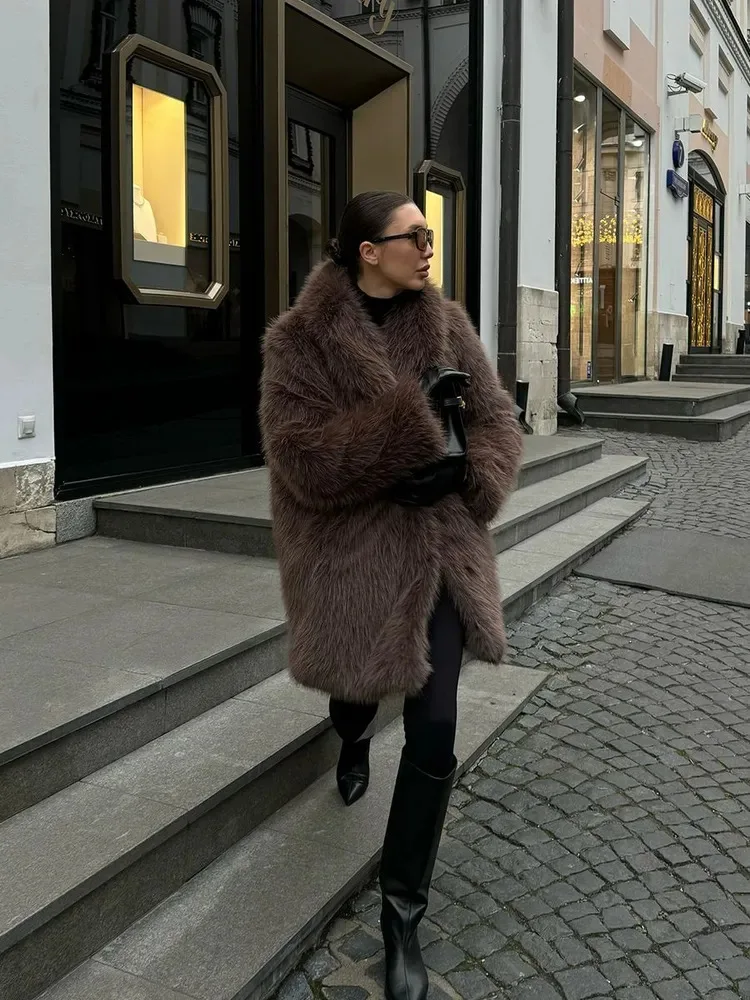 

Faux Fur Lined Coat Coats Womens Printed Letter Winter Mother Premium Waistcoat Sheepskin Overcoats Dyed Double-Breasted Elastic