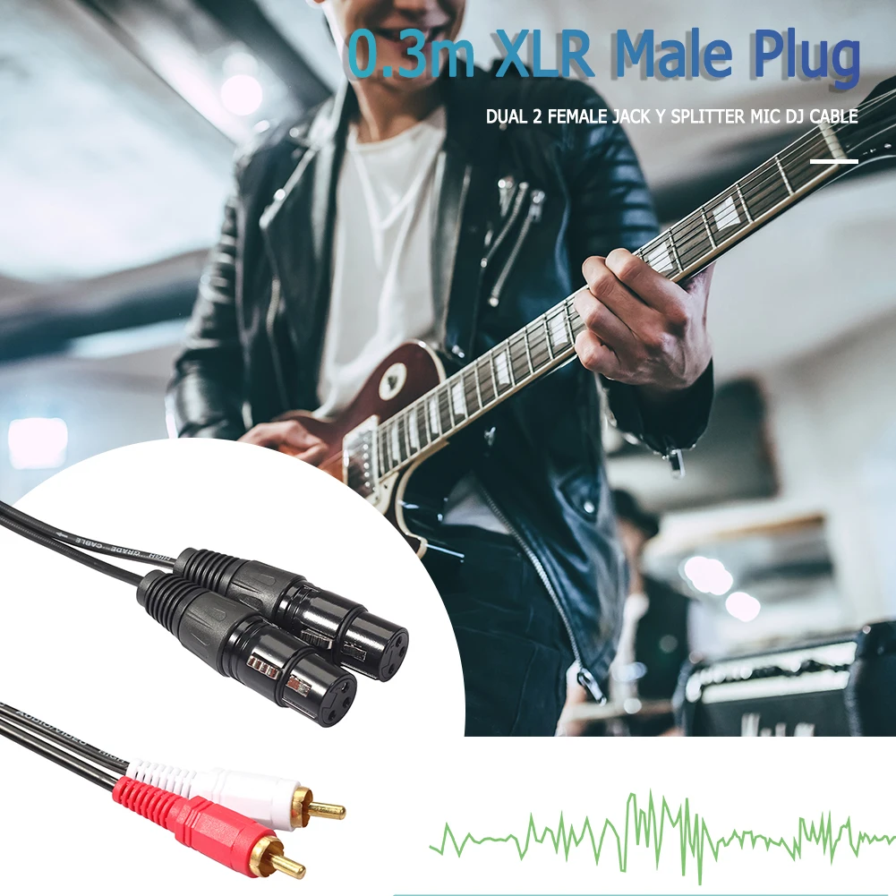 سلك كابل صوت HIFI 2 RCA إلى Dual XLR لتسجيل خلاط مضخم الصوت للميكروفون #4