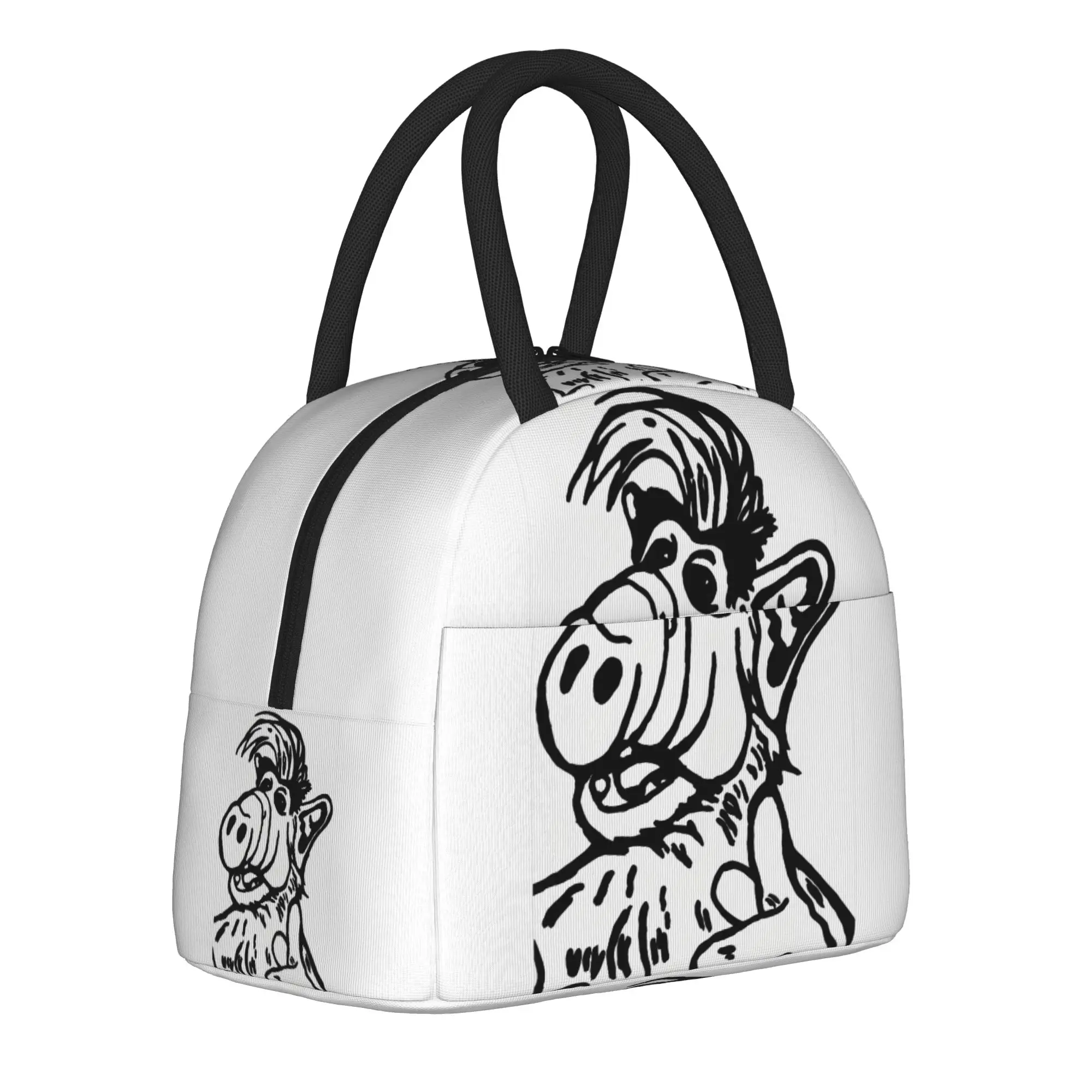 ALF Alien Life Form Lunch Bag Kawaii Lunch Box Bolsa térmica portátil com zíper para mulheres, bolsa térmica com estampa Oxford