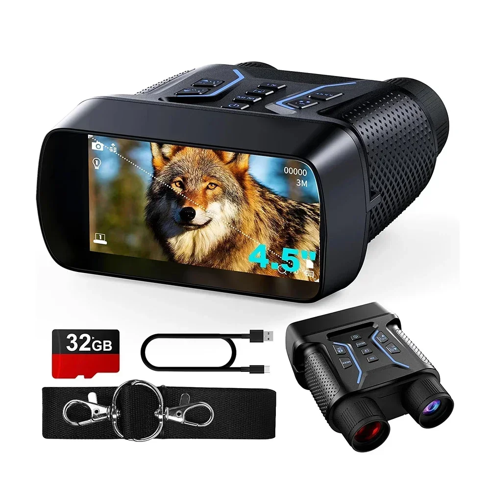 Night Vision Binoculars 4.5 Inches 4K HD Screen Hunting Binoculars for Adults with 8X Digital Zoom Infrared Night Vision Goggles