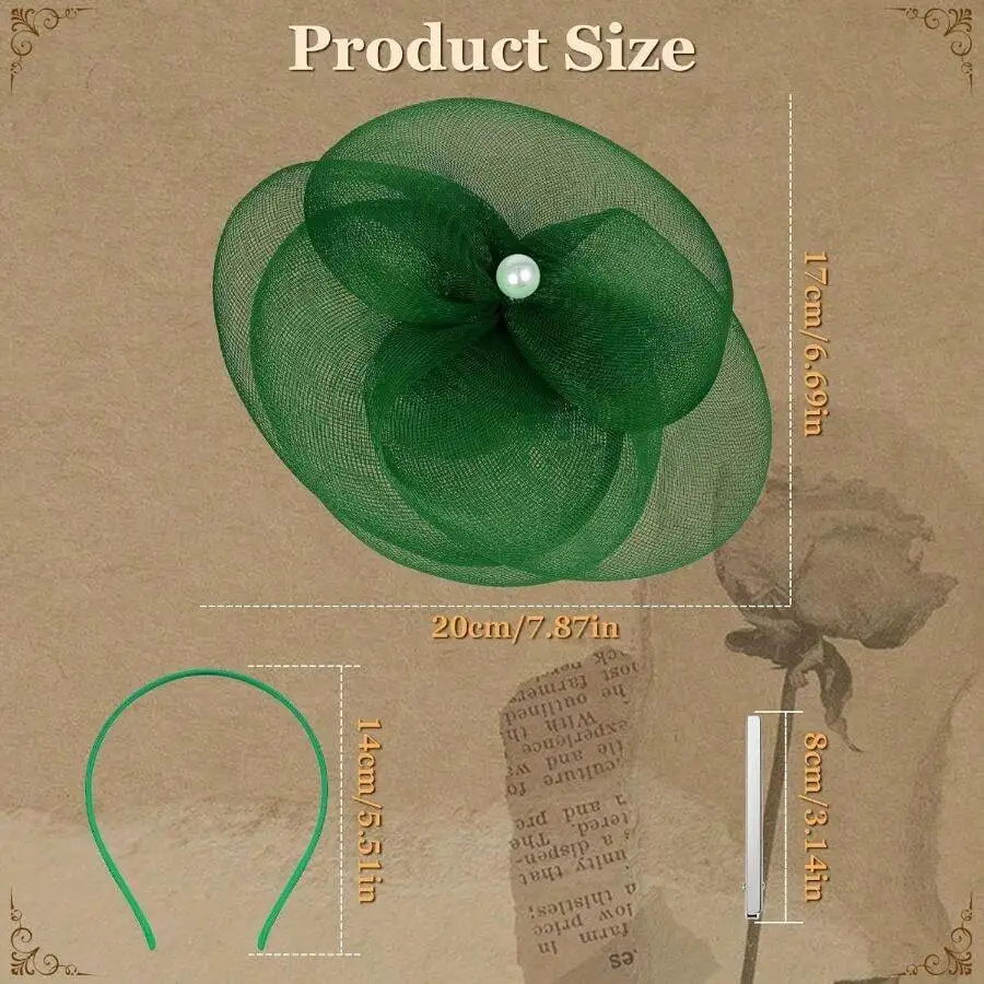 Fascinator Hats Women Tea Party Hat Flower Mesh Headband Vintage Hair Clip Headwear Wedding Cocktail