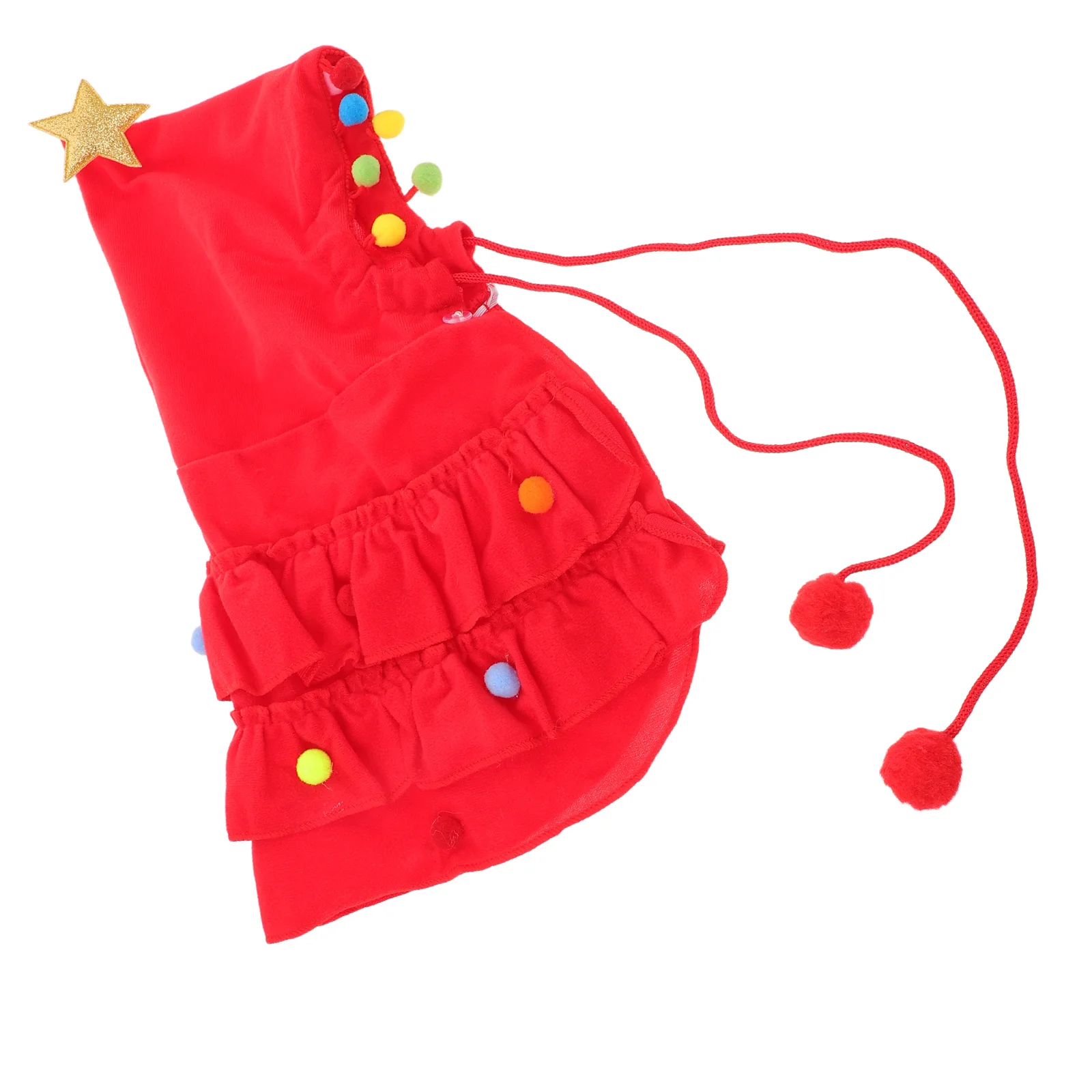 

Elf Dog Costume Christmas Pet Cape Star Pompoms Holiday Cat Cloak Hooded Santa Outfit for Small Pets Dog Cape Costume