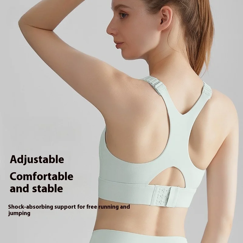Women's Sports Bra with High Support, Adjustable Shoulder Straps, Hook Back, Fixed Cup Size, High Impact Running and Fitness Bra