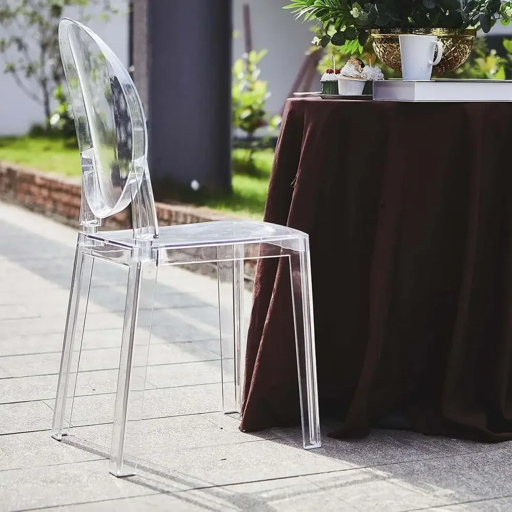 Clear Transparent Stackable Acrylic Chair with Oval Back for Banquets and Events