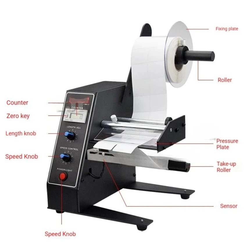 Auto Label Dispenser Device Automatic Sticker Separating Machine  Counting Function 140mm Label Stripping Machine 220V/110V