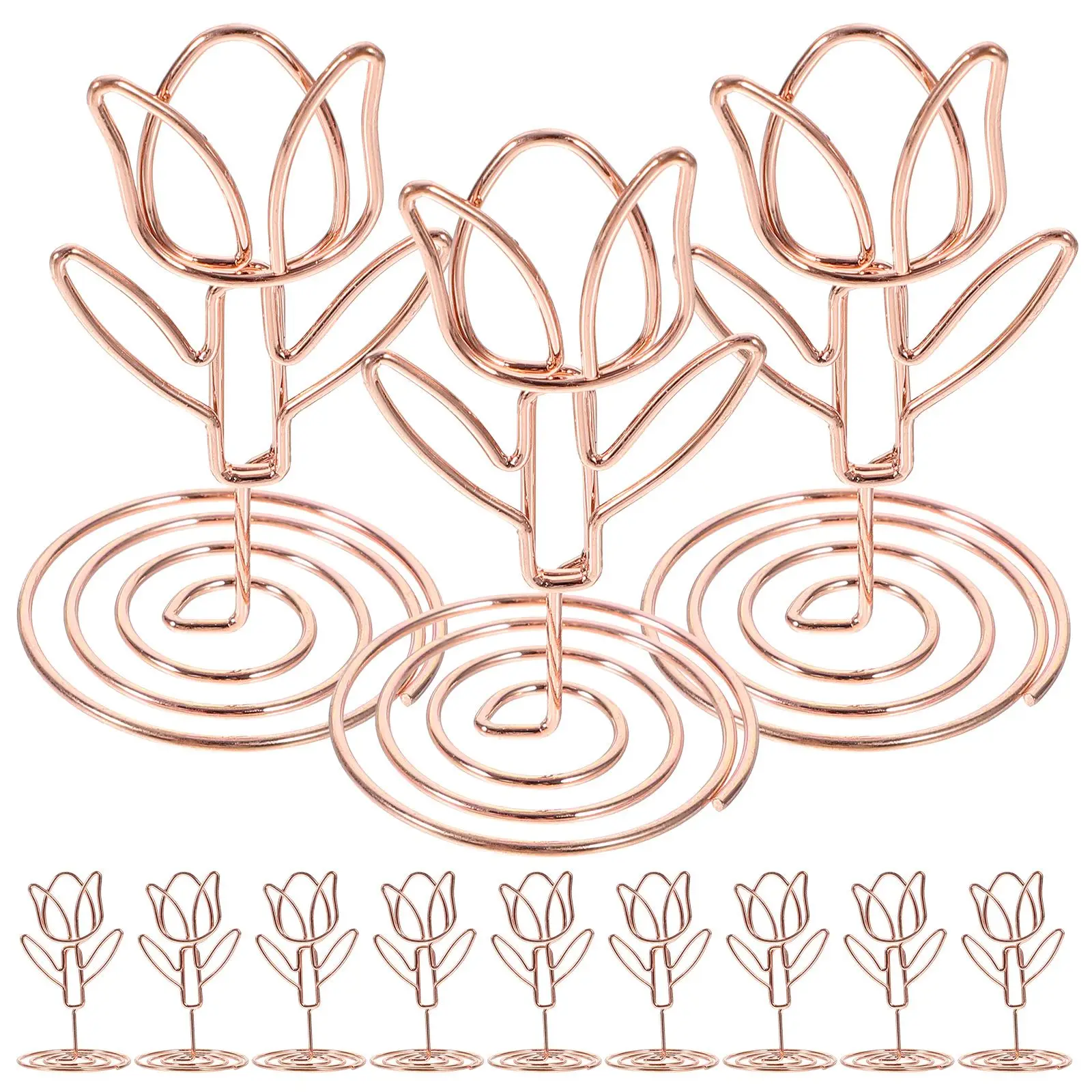 

10pcs Tulip Shaped Metal Memo Clips Golden Desk ganization Place Card Holders Table Number s Wedding Decorations