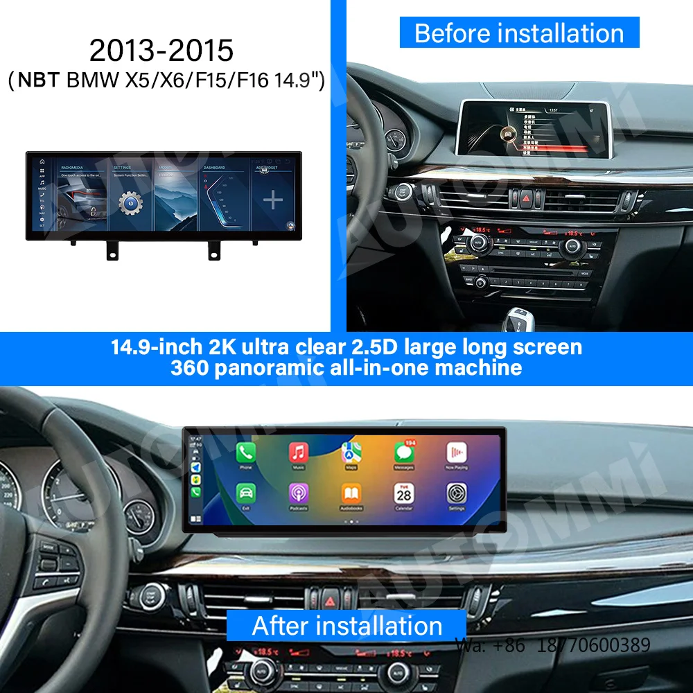 

NBT CIC EVO CCC X5 X6 F15 F16 F30 Qualcomm Android Car Screen 14.9 Inch Navigation Carplay Android Auto Car DVD Player for BMW
