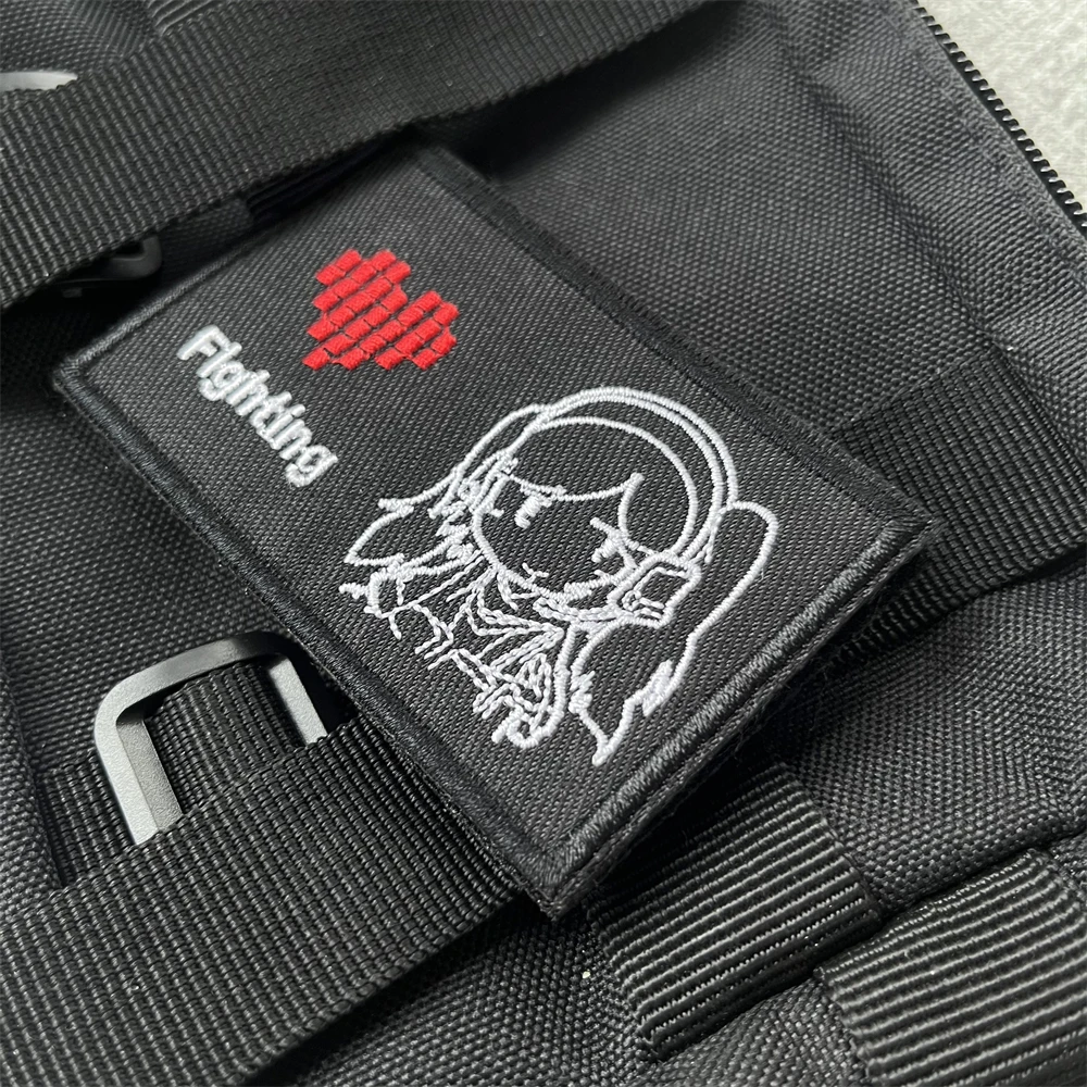 

Cartoon Anime Girl Mengniang Armed Niang PQ Morale Badge Patches Embroidery Armband Tactical Backpack Hook and Loop Sticker