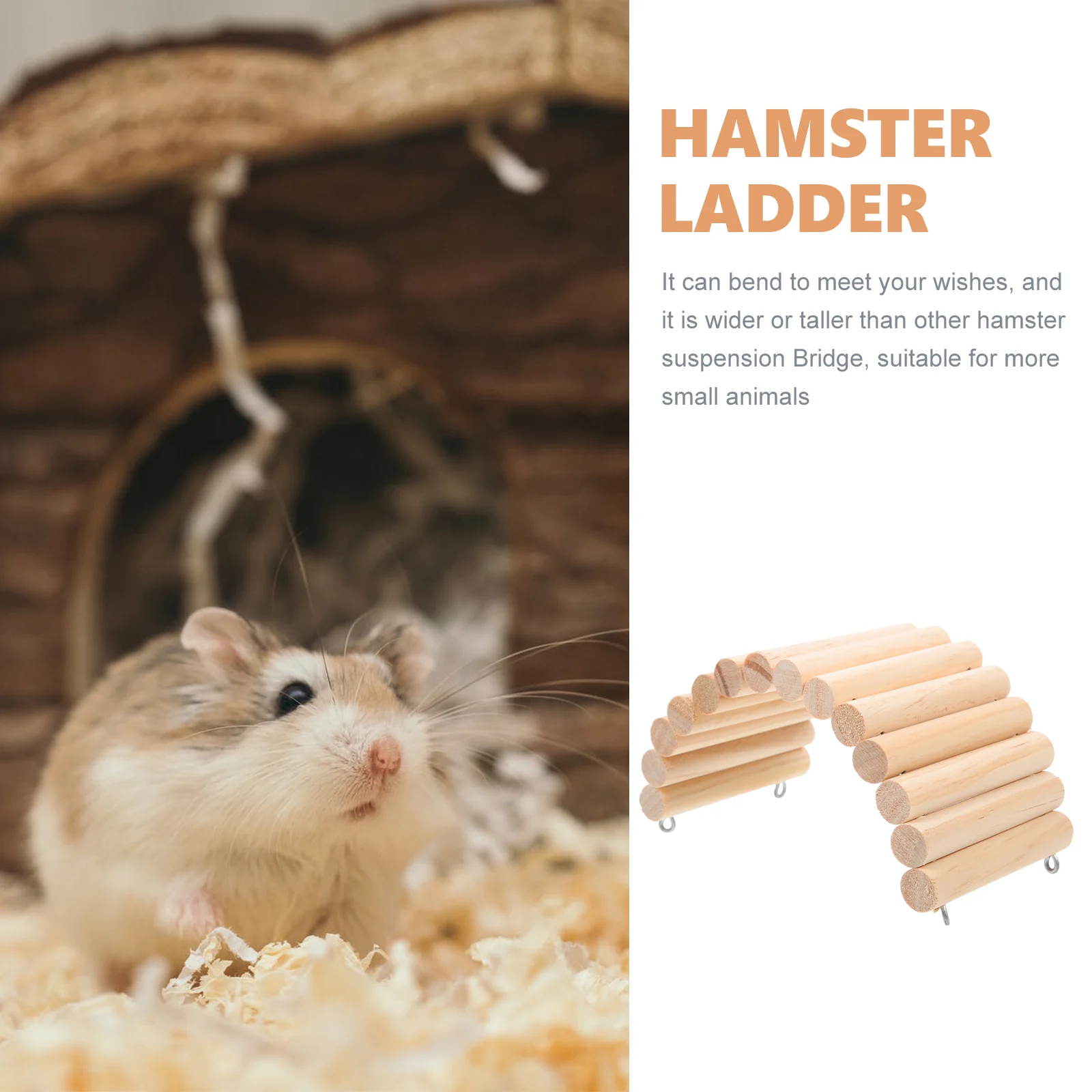 

Natural Wood Hamster Bite-Resistant Durable Wooden Climbing For Small Animals Training Exercise Plaything Pet Cage Ladder