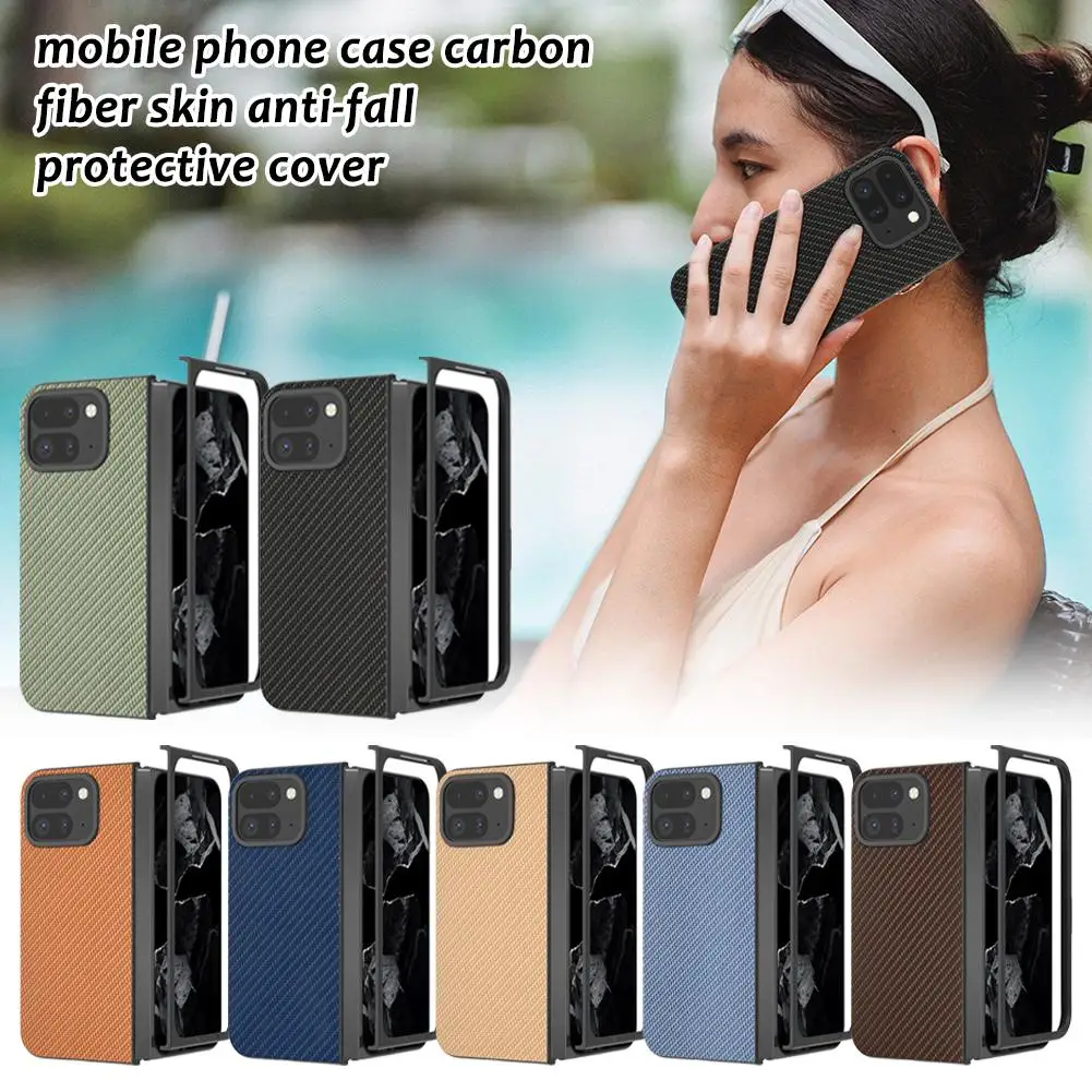 For Google Pixel 9 Pro Fold Case Carbon Fiber Leather Fall Protection Case For the phone Drop-proof Anti-Scratch Protection R2Q8