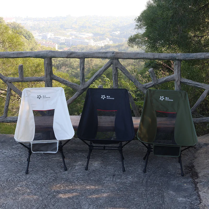 

Cross-border lightweight outdoor aluminum pole camping chair folding camping chair convenient moon chair with pillow OEM