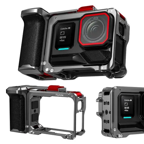 Kit de agarre Xplorer de aleación de aluminio, marco de cámara, botón de obturador, mango de agarre de cámara de liberación rápida para Insta360 Ace Pro 2/Ace Pro