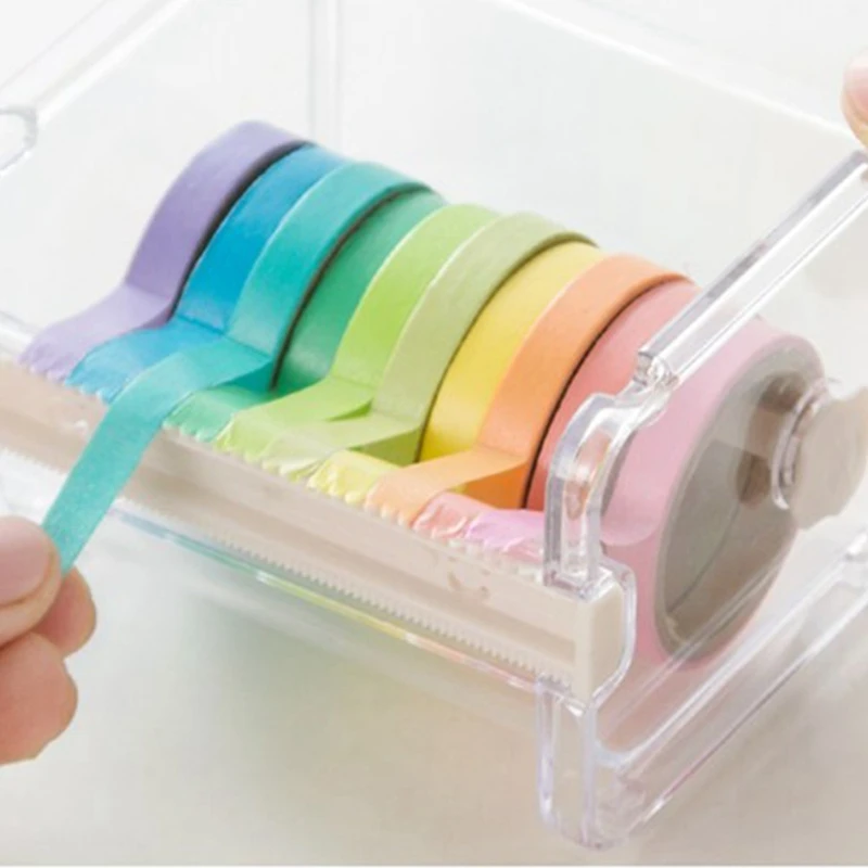 4 Pack Transparent Visible Desktop Multi Washi Masking Tape Dispenser,Tape Cutter,Roll Tape Holder