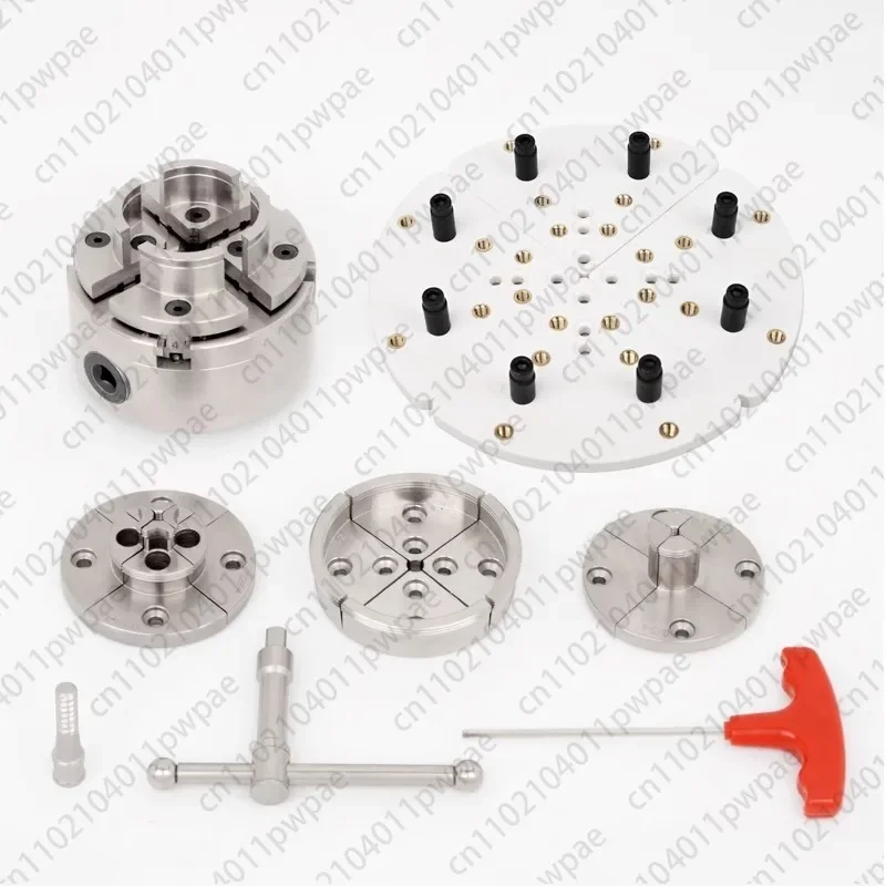 4 Inch Precision Cast Iron Wood Lathe Chuck Self Centering Interlocking Bevel Gear 3 Jaw 4 Jaw Woodworking Chuck