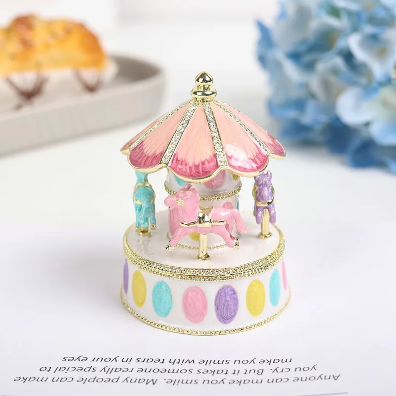 Creative gift enamel carousel music box birthday gift children's music box handicraft ornament