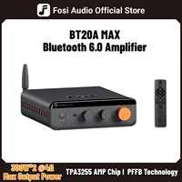 Amplificador Fosi Audio BT20A MAX Bluetooth 6.0, amplificador estéreo HiFi de 2.1 canales, amplificador de potencia clase D de 300W*2
