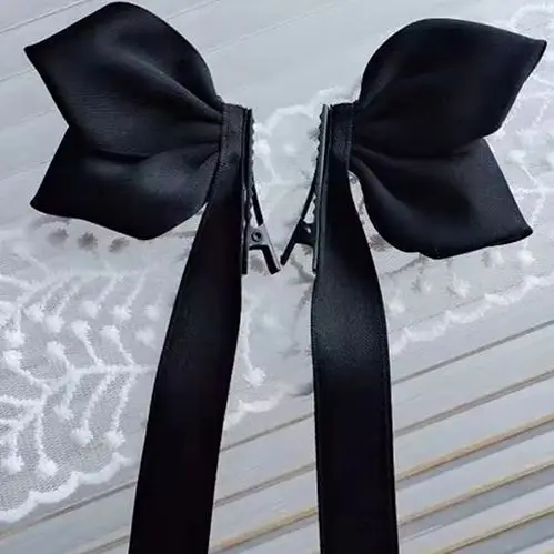 

2pcs Sweet Bows Hair Clips Women White Ribbons Ponytails Clip Korean Style Hairgrips Hairpins Girls Cute Headwear Fashionable