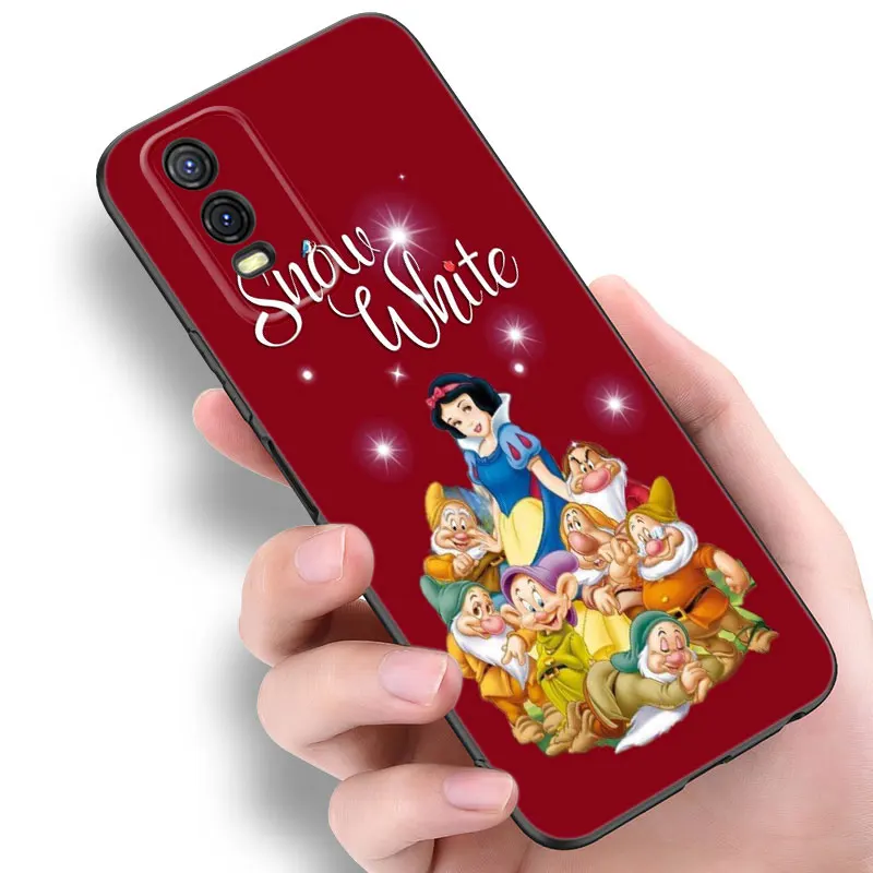 Princess Snow White Black Silicone Phone Case For VIVO V27 V29 V30 Pro Y02 Y15 Y17 Y33 Y76 S Y27 Y55 Y78 5G Y16 Y21 Y22 Y35 Y36