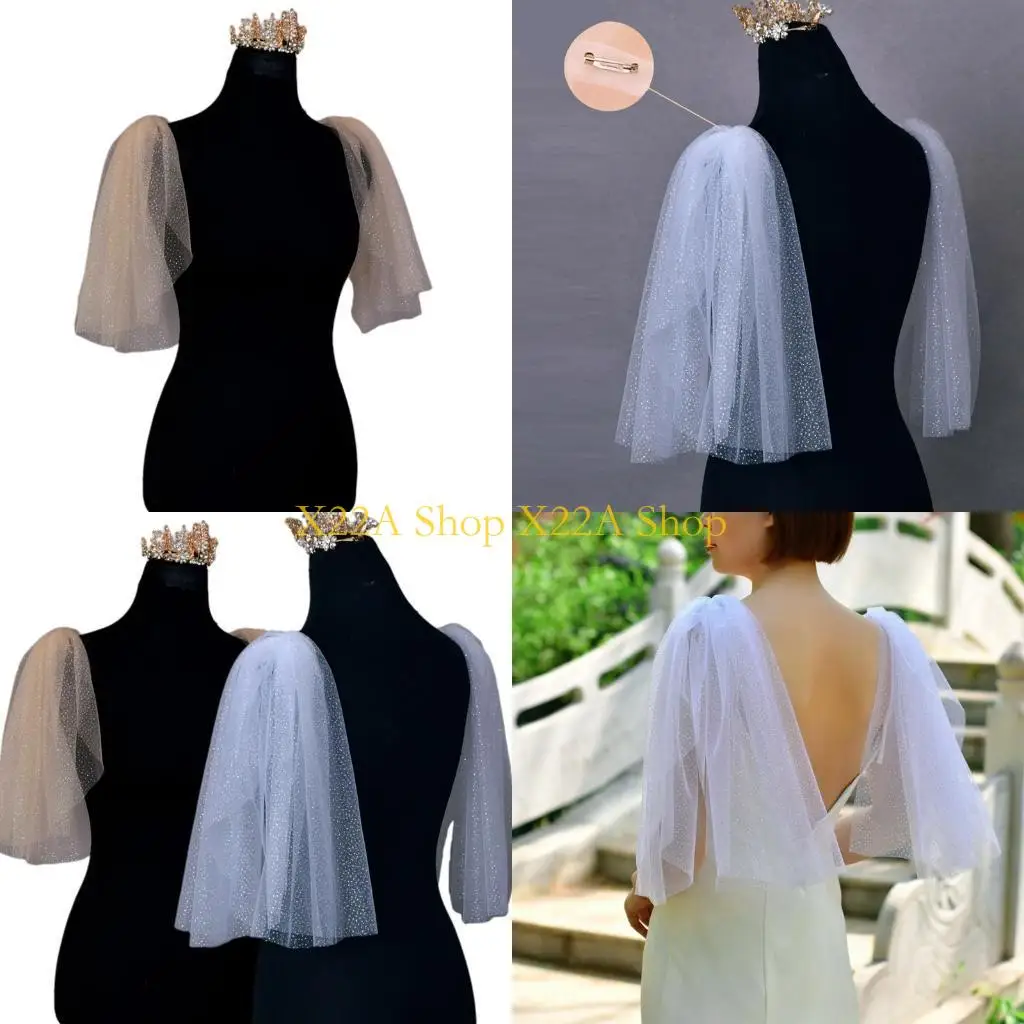 

Unique Women Prom Wedding Bridal Wrap Elegant Gilding Sheer Shawl Sexy Sheer Tulle