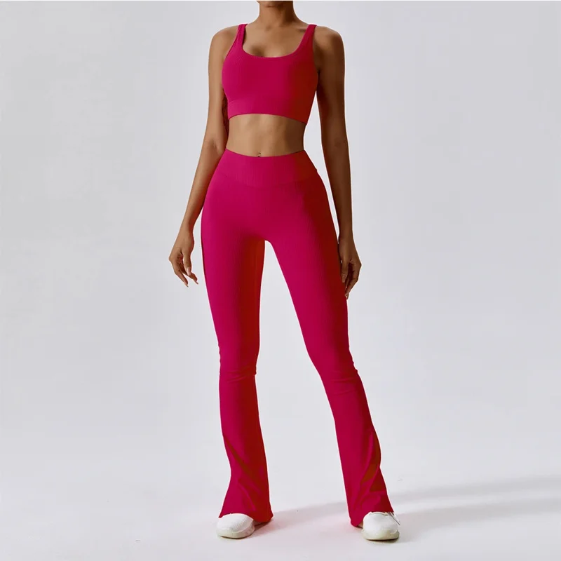 Yoga Set 2PCs gym set rib workout clothes for women leggings sports bra suit female clothing high waist leggings women tracksuit