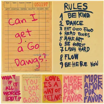 Cartaz de citação de amor rosa americano retro papel kraft cartaz criativo pintura em tela sala parede café decoração cartaz