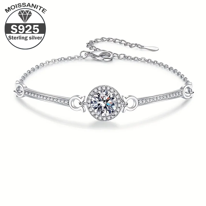 

1ct moissanite S925 Sterling Silver Bracelet Moissanite Simple Women's Bracelet Valentine's Day gift Mother's Day gift for girlf