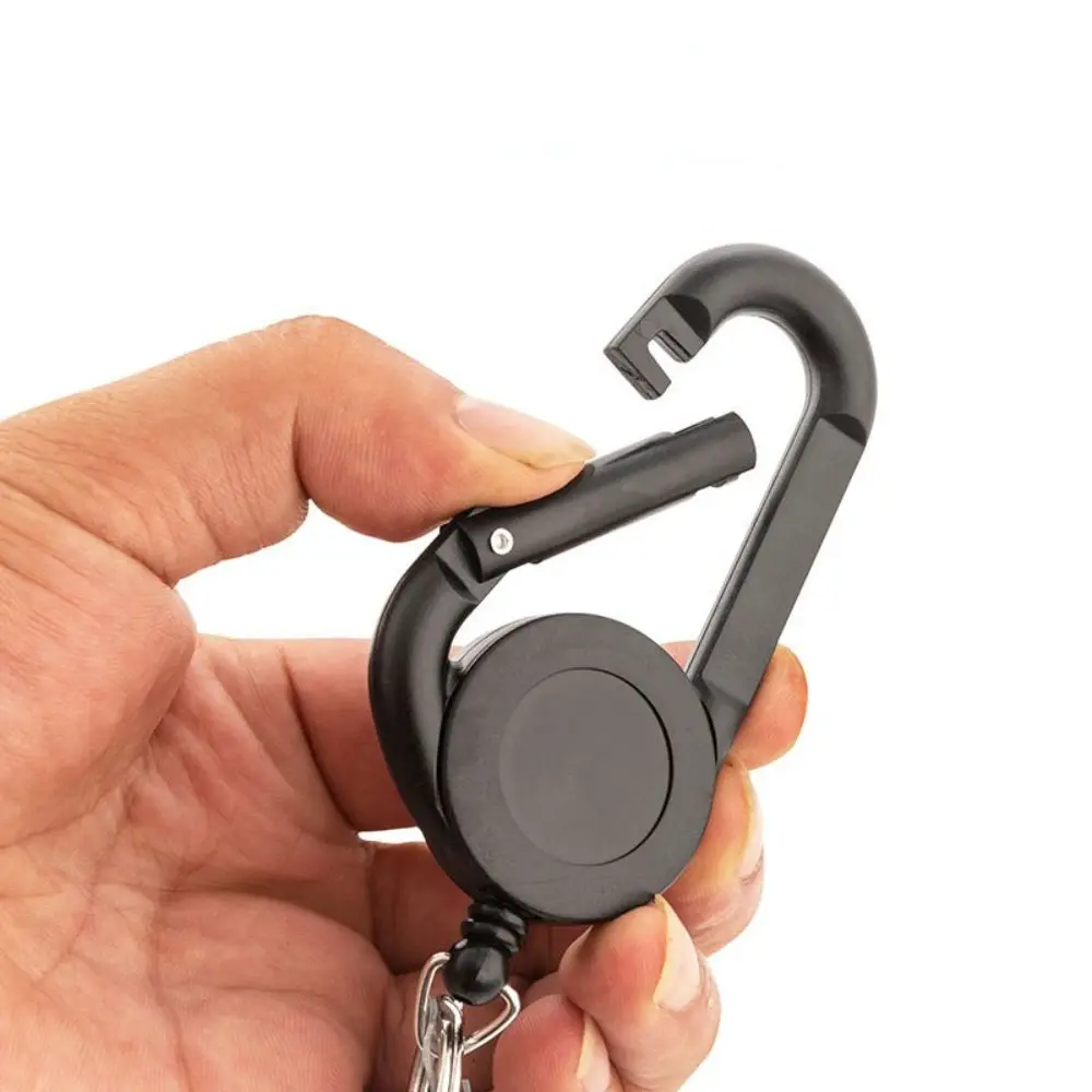 8 Color Transparent Card Holder Outdoor Anti Lost Carabiner Keychain Badge Reel Clip Easy Pull Buckle Badge Holder