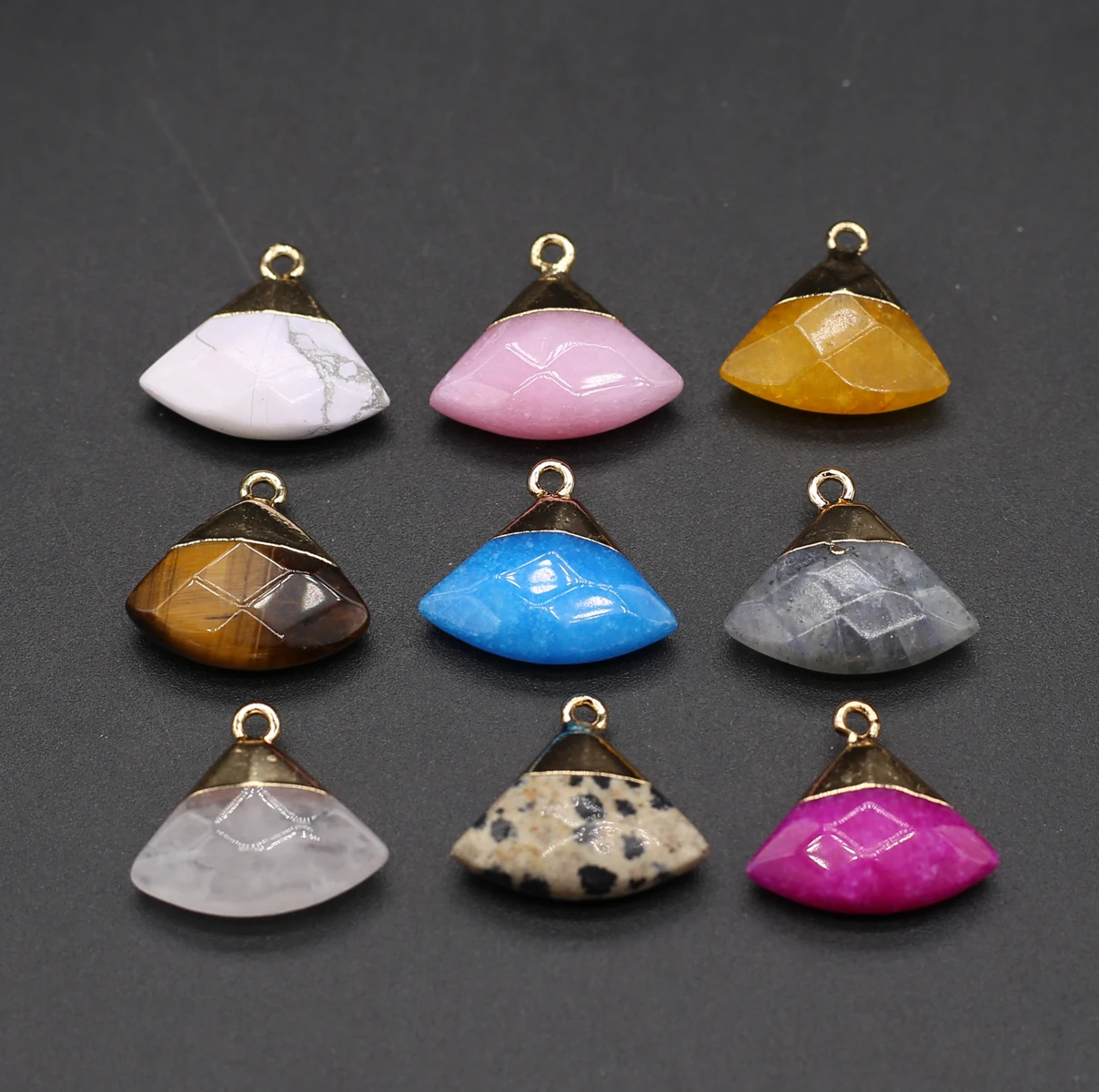 

3pcs/lot Natural Stone Pendant Charms Triangle Natural Turquoises Amethysts Pendant for Making DIY Jewerly Necklace Wholesale