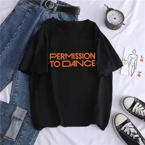 Camiseta de algodón de manga corta para hombre y mujer, camisa informal de cuello redondo, estilo Hip Hop, Bts, permite baile, Kpop