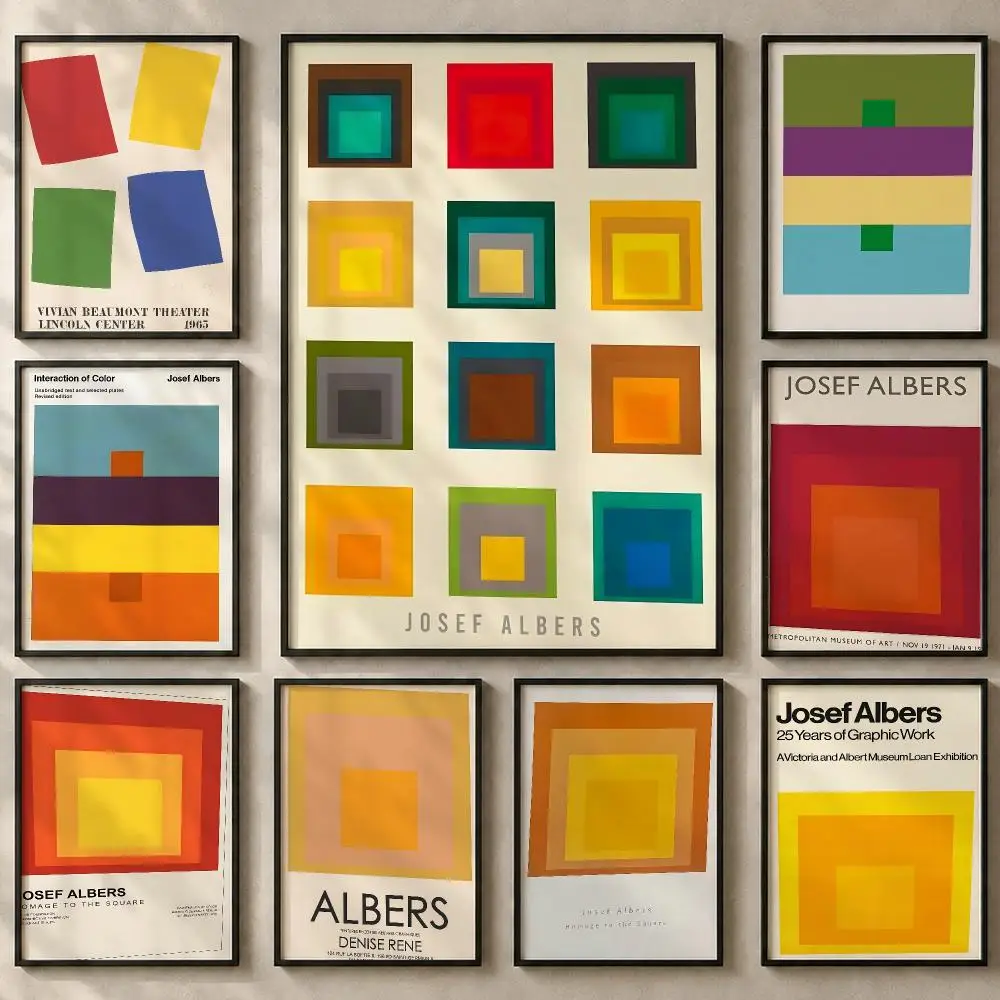 Artist J-Josef AlbersS Poster Art  Self-Adhesive No Glue Residue Wall Sticker for Home Office Nursery