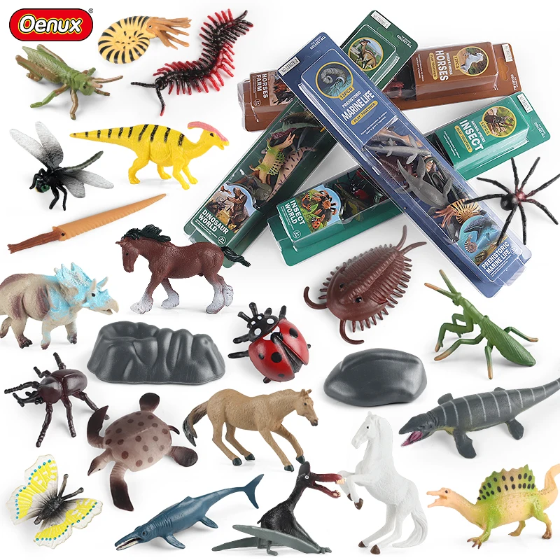 Oenux Simulation Insect Shark Nautiloidea T-REX Horse Animals Model Action Figures Cute Education Miniature Playset Kid Toy Gift