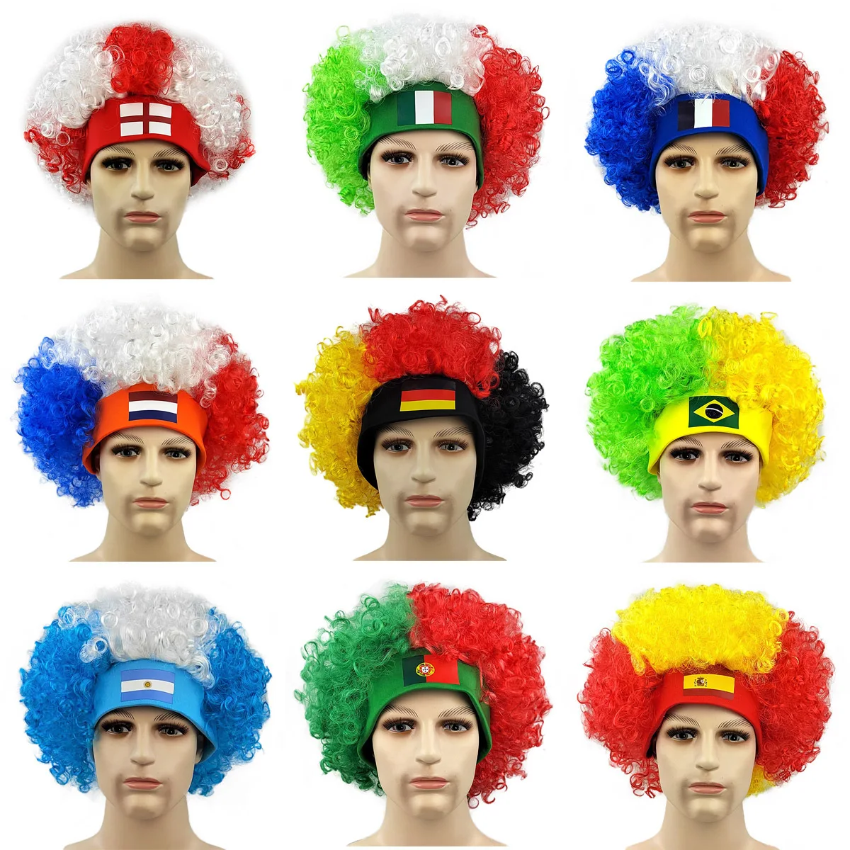 

Patriotic Color Explosion Wig with Matching Headband, Novelty Fan Headdress for Sports Carnival & Halloween