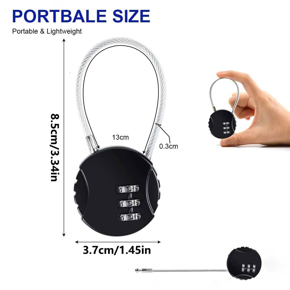 1pc Combination Padlocks, 3-Digit Security Suitcase Locks, Luggage Code Locks with Flexible Cable for Travel Baggage Suitcases